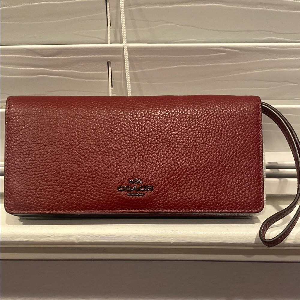 Coach Burgundy Leather Wristlet